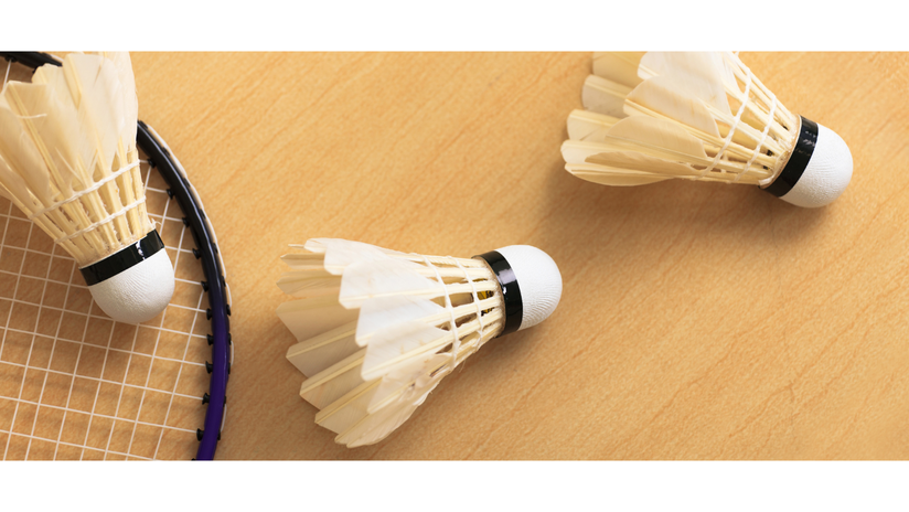 photo of a badminton racquet and birdies